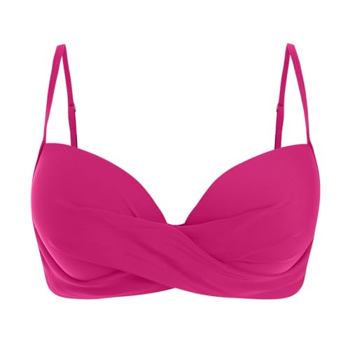Damen Bikini Oberteil V Ausschnitt Wickeloptik Crossover Bralette Bademoden Push Up Sport Bikinioberteil Gepolstert Bikinis Bra Große Brüste Padded Schnell Trocknend Swimsuits Sommer Strand Bikini Top von Glücksvogel