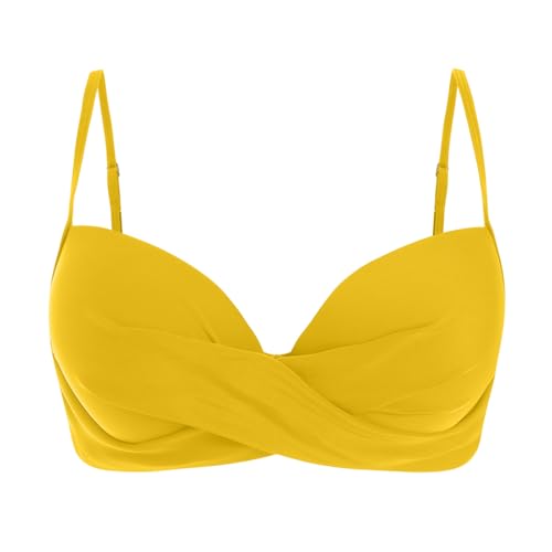 Damen Bikini Oberteil V Ausschnitt Wickeloptik Crossover Bralette Bademoden Push Up Sport Bikinioberteil Gepolstert Bikinis Bra Große Brüste Padded Schnell Trocknend Swimsuits Sommer Strand Bikini Top von Glücksvogel