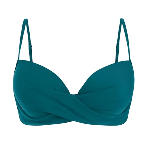 Damen Bikini Oberteil V Ausschnitt Wickeloptik Crossover Bralette Bademoden Push Up Sport Bikinioberteil Gepolstert Bikinis Bra Große Brüste Padded Schnell Trocknend Swimsuits Sommer Strand Bikini Top von Glücksvogel