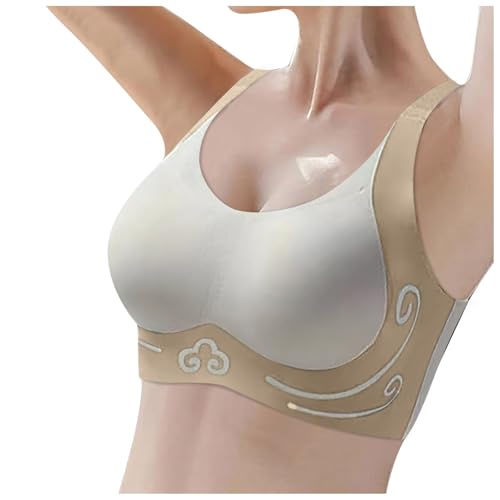 Damen Nahtlos BH ohne Bügel Push Up Weicher Bustier Komfort Sport BH Gepolstert Spitzen Schlaf Bra Große Größen T-Shirt BH Brüste Starker Halt Klassischer BH Wohlfühl Top für Freizeit (L) von Glücksvogel