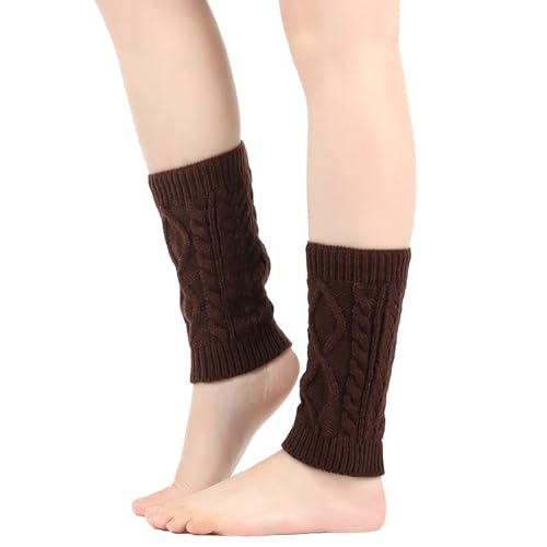 Damen Stulpen Gestrickt Beinwärmer Kurze Winter Warme Beinstulpen Legwärmer Strümpfe Knöchelwärmer Weich Tanzstulpen Ballettstulpen Stiefel Boot Abdeckung Weihnachtsstrumpf für (Coffee, One Size) von Glücksvogel