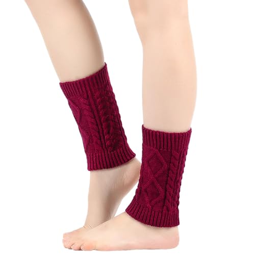Damen Stulpen Gestrickt Beinwärmer Kurze Winter Warme Beinstulpen Legwärmer Strümpfe Knöchelwärmer Weich Tanzstulpen Ballettstulpen Stiefel Boot Abdeckung Weihnachtsstrumpf für Frauen (One Size) von Glücksvogel