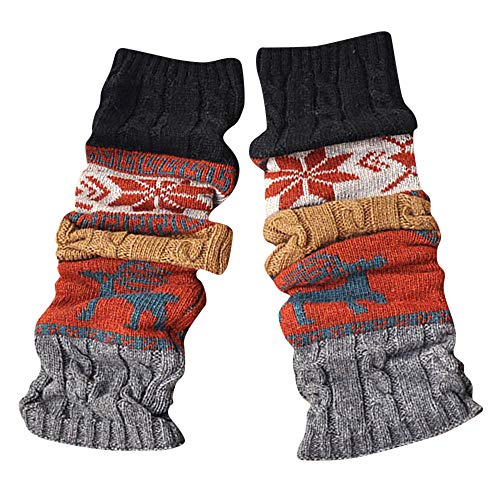 Damen Stulpen Weihnachten Vintage Weihnachtsstrumpf Beinwärmer Lange Winter Strick Häkelarbeit Legwarmer Beinstulpen Verdicken Strümpfe Knit Crochet Socken Gestrickte Strümpfe 80er Jahre für Mädchen von Glücksvogel