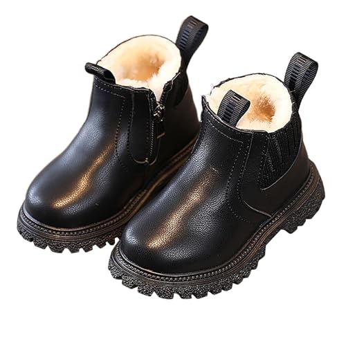 Gefüttert Winterstiefel Jungen Mädchen Kinder Warme Stiefeletten Schneestiefel Schnürboot mit Seitenreißverschluss Mode-Stiefel Mittelere Stiefel Dicke Sohle Rutschfest Schuhe Wasserdicht Winterschuhe von Glücksvogel