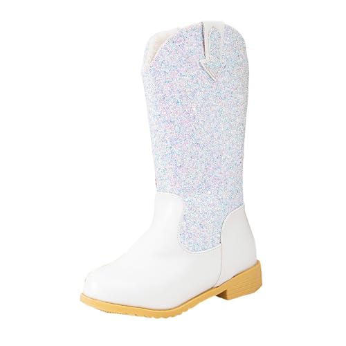 Glitzer Reitstiefel Mädchen Prinzessin Bunt Pailletten Stiefel mit Seitlichem Reißverschluss Langschaft Dicke Sohle Boots Mode Thermo Kindererstiefel Outdoor Winterstiefel Rutschfest Schuhe für Party von Glücksvogel