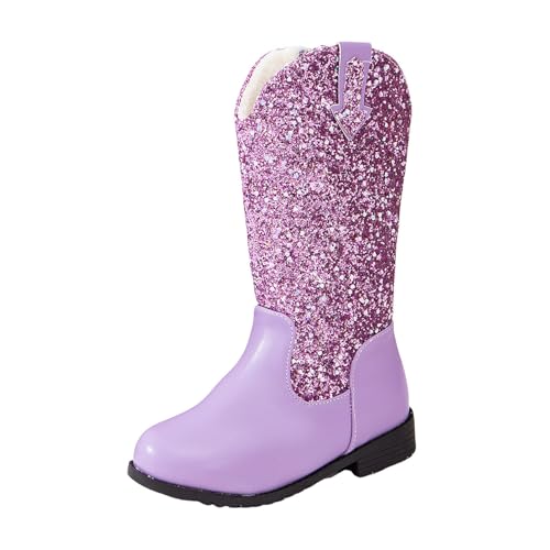 Glitzer Reitstiefel Mädchen Prinzessin Bunt Pailletten Stiefel mit Seitlichem Reißverschluss Langschaft Dicke Sohle Boots Mode Thermo Kindererstiefel Outdoor Winterstiefel Rutschfest Schuhe für Party von Glücksvogel