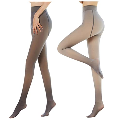 Glücksvogel 2er Pack Strumpfhose Damen Beine Gefälschte Durchscheinende Warme Fleece Strumpfhose Fleece Gefütterte Thermostrumpfhose Hautfarbe Plüschstrümpfe Fake See Through Tights Winterleggings von Glücksvogel