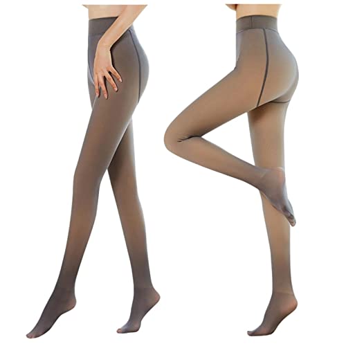 Glücksvogel 2er Pack Strumpfhose Damen Beine Gefälschte Durchscheinende Warme Fleece Strumpfhose Fleece Gefütterte Thermostrumpfhose Hautfarbe Plüschstrümpfe Fake See Through Tights Winterleggings von Glücksvogel