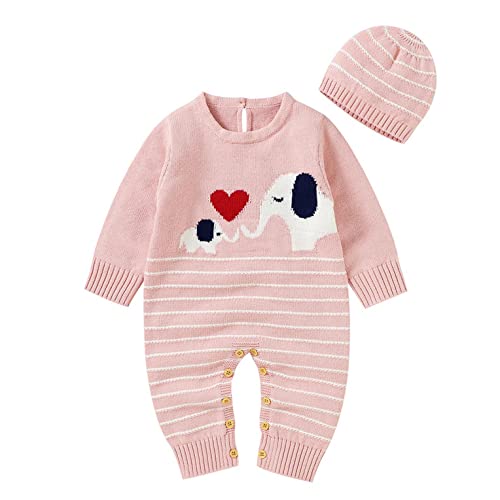 Glücksvogel Babykleidung Neugeborene Baby Jungen Mädchen Stricken Strampler Overall Langarm Outwear Outfits Winter Stricken Pullover Overall Babymode Kinderbekleidung für 0-18m von Glücksvogel