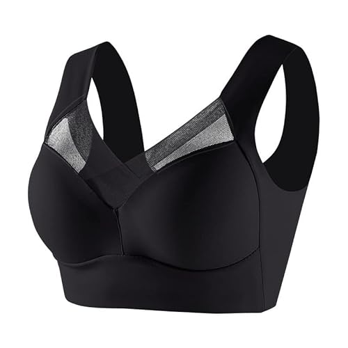 Glücksvogel Damen Nahtlos Spitzen BH ohne Bügel Bustier Weicher Damen Push-Up BH Gepolstert Sport BH Bralette Yoga Sports BH Täglicher Bra Bequem und Weich (T1-Black, XL) von Glücksvogel