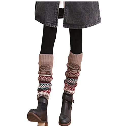 Glücksvogel Damen Stulpen Weihnachten Vintage Winter Beinwärmer Stricken Häkelarbeit Lange Böhmischer Pulswärmer Leg Warmers 80er Jahre Stiefel Boot Abdeckung Knit Crochet Socken Weihnachtsstrumpf von Glücksvogel