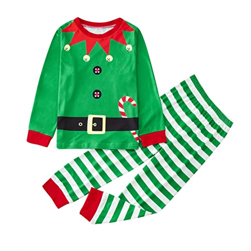 Glücksvogel Weihnachten Kinder Schlafanzug Jungen Mädchen Zweiteiliger Weihnachten Schlafanzug Rentier Druck Pyjama Langarm Baumwolle Winter Nachtwäsche Lang Anzug Nachthemd Sleepwear Größe 1-7 Jahre von Glücksvogel