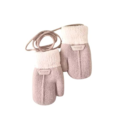 Glücksvogel Winter Handschuhe Kinder Kleinkind Fäustlinge Baby Cartoon Fausthandschuh Stretch Strickhandschuh Dicke Halshandschuhe mit Plüsch Spielen, Laufen, Skifahren Bedarf,1-6 Jahre alt von Glücksvogel