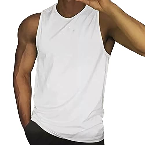 Herren Sport Shirt Fitness Tanktop Sommer Funktionsshirt Schnelltrocknendes Muskelshirt Running Ärmelloses Shirt Atmungsaktiv Achselshirt Unterhemd Männer Laufshirt Weste für Running (White, XXXXL) von Glücksvogel