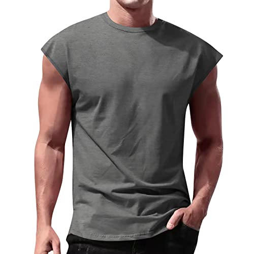 Herren Sport Shirt Tanktop Ärmelloses Tshirts Sommer Muskelshirt Schnelltrocknendes Herren Atmungsaktiv Funktionsshirt Fitness Shirt Gym Achselshirt Unterhemd Männer Weste Bodybuilding (Dark Gray, XL) von Glücksvogel