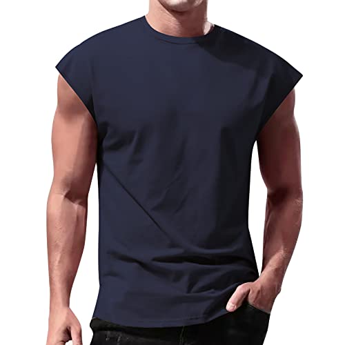 Herren Sport Shirt Tanktop Ärmelloses Tshirts Sommer Muskelshirt Schnelltrocknendes Herren Atmungsaktiv Funktionsshirt Fitness Shirt Gym Achselshirt Unterhemd Männer Weste Bodybuilding (Navy, XL) von Glücksvogel