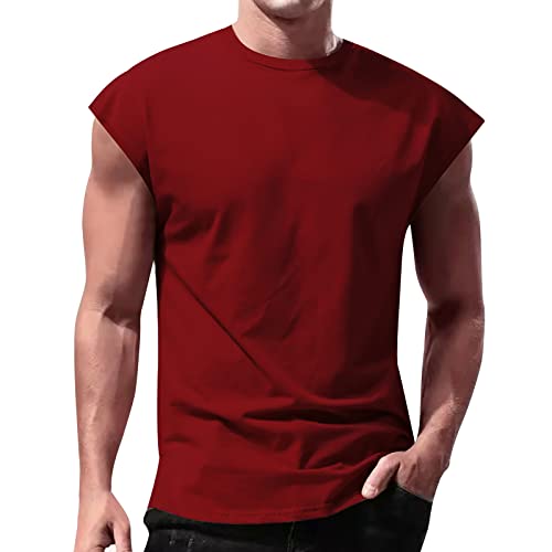 Herren Sport Shirt Tanktop Ärmelloses Tshirts Sommer Muskelshirt Schnelltrocknendes Herren Atmungsaktiv Funktionsshirt Fitness Shirt Gym Achselshirt Unterhemd Männer Weste Bodybuilding (Wine, XXXL) von Glücksvogel