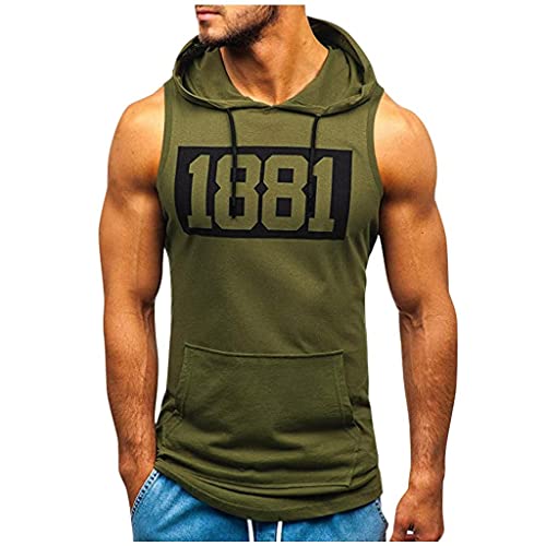 Herren Tank Top Sport Workout Muskelshirts Ärmelloser Hoodie Unterhemden Fitness Gym Pullover Sweatshirt Herren Weste Bodybuilding T-Shirt Mit Kapuze Slim Fit Kapuzenweste von Glücksvogel