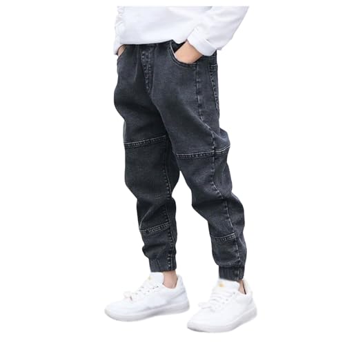 Jeans Jungen Cargohose Kinder Freizeithose mit Elastischem Bund Jogger Hose Jeanshose Jungen Denimhose Mode Hose Pants Jeanshosen Loose Fit Hosen Stretch Denim Hosen Freizeit Streetwear von Glücksvogel