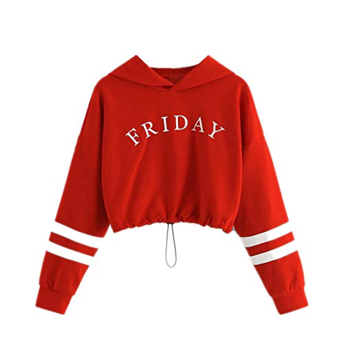 Kapuzenpullover Mädchen Sweatshirt Pullover Langarmshirt Crop Tops Teenager Mädchen Brief Drucken Bauchfrei Oberteile Langarm T-Shirt Kinder Hoodie Pullover Pulli mit Kapuze Baumwolle Top Streetwear von Glücksvogel