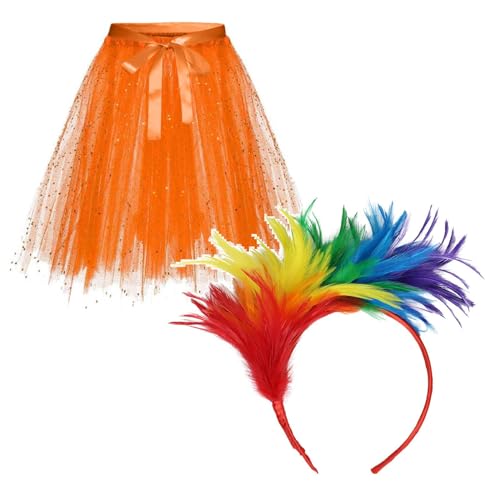 Karneval Tüllrock Damen Erwachsene Glitzernder Tütü Röcke Puffy 80er Tüll Unterrock Minirock Petticoat Tanzkleid Adult Teen Dehnbaren Tutu Rock Erwachsene Ballettrock Tüllrock für Party Ballett Tanzen von Glücksvogel