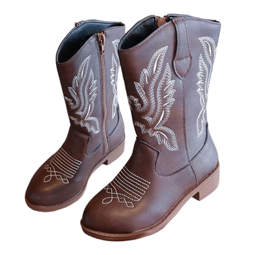 Kniehohe Mädchen Westernstiefel Bequemer Blockabsatz Spitzer Seitlicher Reißverschluss Reitstiefel Langschaft Gummistiefel Stiefeletten mit Plateau Stiefel Kinder Boots Hohe Herbststiefel Fashion von Glücksvogel