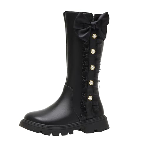 Langschaft Stiefel Mädchen Hohe Rutschfeste Gummischuhe Bequeme Kniehohe Stiefel Lange Gummistiefel Wasserdicht Westernstiefel Rutschfeste Winterstiefel Plateaustiefel Blockabsatz Boots Reitstiefel von Glücksvogel