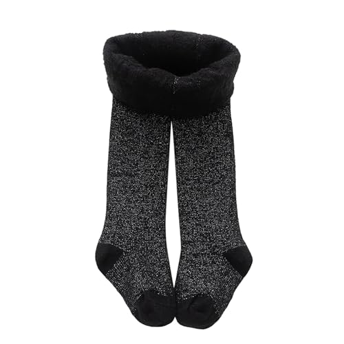 Mädchen Baby Thermostrumpfhose Baumwolle Kinderstrumpfhose Fleece Thermo Strumpfhose mit Innenfutter, Winter Warm Blickdichte Treggings Tight Mehrfarbig Gefütterte Leggings Thermo (Black, 4-6 Years) von Glücksvogel