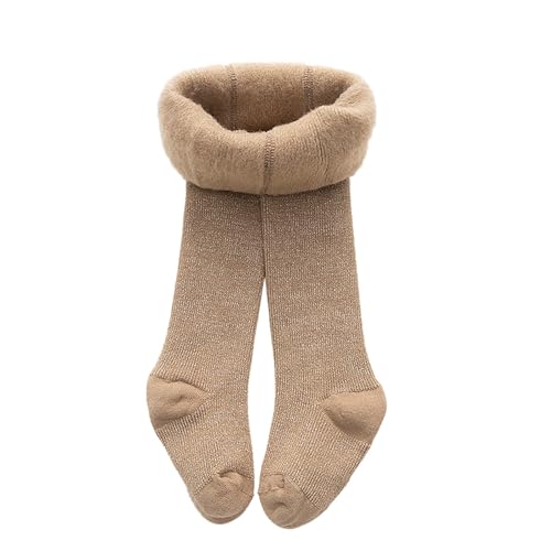Mädchen Baby Thermostrumpfhose Baumwolle Kinderstrumpfhose Fleece Thermo Strumpfhose mit Innenfutter, Winter Warm Blickdichte Treggings Tight Mehrfarbig Gefütterte Leggings Thermo (Khaki, 6-12 Months) von Glücksvogel