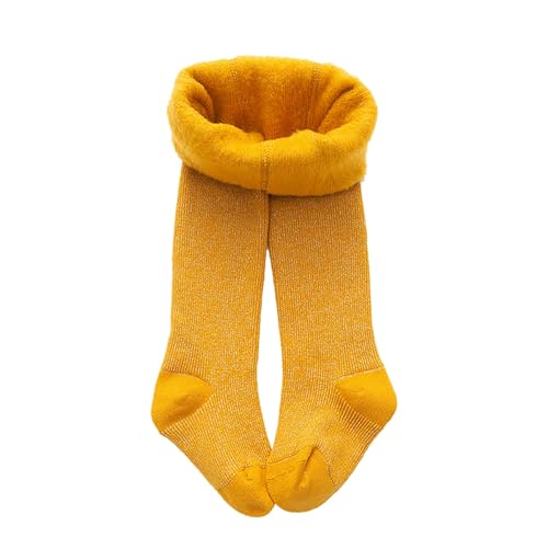 Mädchen Baby Thermostrumpfhose Baumwolle Kinderstrumpfhose Fleece Thermo Strumpfhose mit Innenfutter, Winter Warm Blickdichte Treggings Tight Mehrfarbig Gefütterte Leggings Thermo (Yellow, 2-4 Years) von Glücksvogel