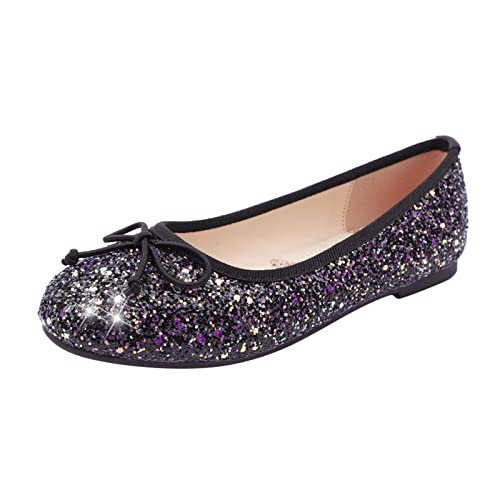 Mädchen Flache Schuhe Ballerinas Prinzessin Schuhe Schleife Pailletten Kristall Lederschuhe Kinder Schuhe Rutschfeste Weichen Sohlen Schulschuhe Glitzer Hochzeit Schuhe für Geburtstag Geschenk von Glücksvogel