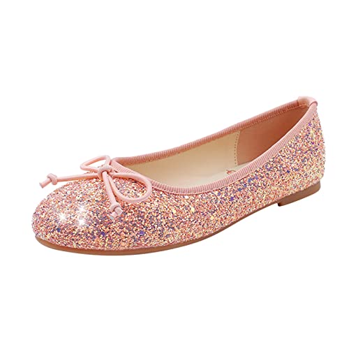 Mädchen Flache Schuhe Ballerinas Prinzessin Schuhe Schleife Pailletten Kristall Lederschuhe Kinder Schuhe Rutschfeste Weichen Sohlen Schulschuhe Glitzer Hochzeit Schuhe für Geburtstag Geschenk von Glücksvogel