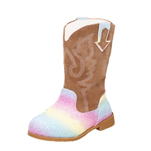 Mädchen Lange Pailletten Stiefel Boots Kniehohe Reitstiefel mit Seitlichem Reißverschluss Prinzessin Langschaft Lackstiefel Profilsohle Stiefeletten rutschfest Schuhe Winterstiefel für Schule Party von Glücksvogel
