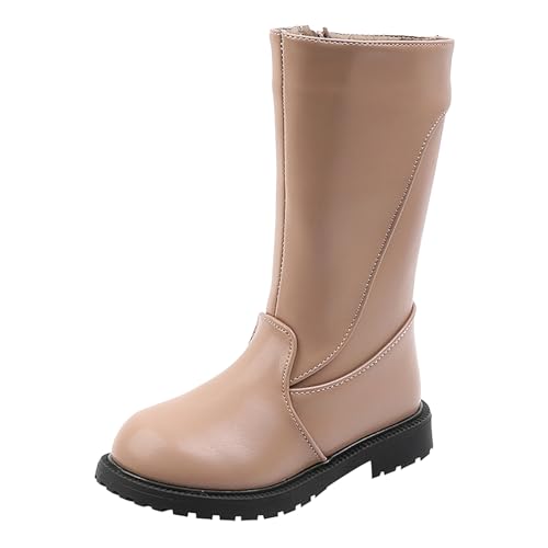 Mädchen Langschaft Stiefel Kniehohe Mode Reitstiefel Warm Gefüttert mit Seitlichem Reißverschluss Plateaustiefel Leicht mit Blockabsatz Profilsohle Modische Reitstiefel Herbststiefel Stiefel Boots von Glücksvogel