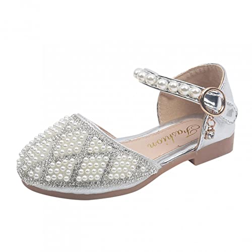 Mädchen Mary Jane Schuhe Prinzessin Kleinkind Kinder Ballerinas Prinzessin Paillette Schuhe Rutschfest Perle Bowknot Festliche Schuhe Klettverschluss Taufschuhe Hochzeit Partei Kristall Schuhe von Glücksvogel