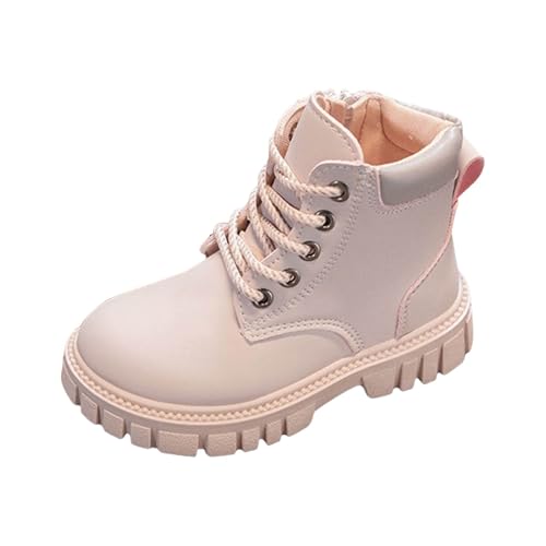 Mädchen Mittelere Stiefel Profilsohle Stiefeletten Dicke Sohle Stiefel Boots mit Seitlichem Reißverschluss Stiefeletten Jungen Kinder Elegant Rutschfest Schuhe Wasserdicht Winterstiefel Schnürstiefel von Glücksvogel
