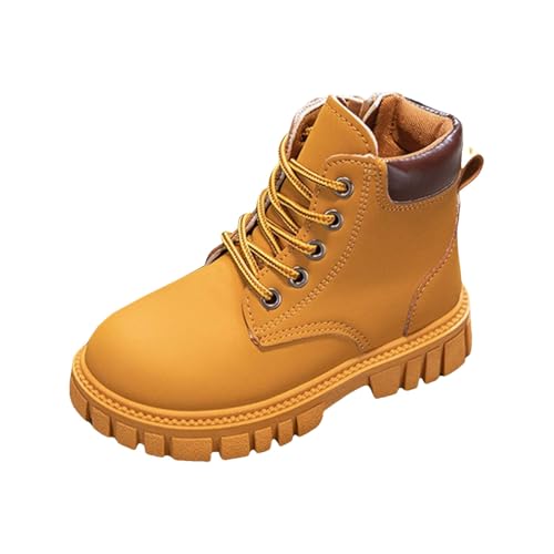 Mädchen Mittelere Stiefel Profilsohle Stiefeletten Dicke Sohle Stiefel Boots mit Seitlichem Reißverschluss Stiefeletten Jungen Kinder Elegant Rutschfest Schuhe Wasserdicht Winterstiefel Schnürstiefel von Glücksvogel