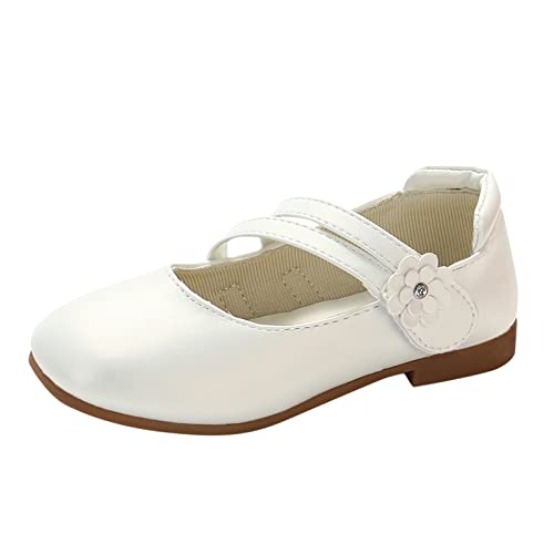 Mädchen Prinzessinnen Schuhe Schleife Kinder Ballerinas Schuhe Flache Schulschuhe Elegant Festliche Kleidschuhe Rutschfeste Tanzschuhe Weicher Abendschuhe Atmungsaktive Halbschuhe (White, 33 Big Kids) von Glücksvogel