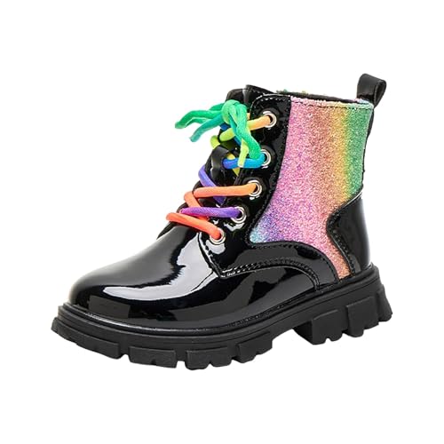 Mädchen Stiefel Klassische Stiefeletten für Kinder HerbstStiefel Fashion Schnürstiefel Winterstiefel mittelere Stiefel Schnürboot mit Seitenreißverschluss wasserdichte Stiefeletten Absatz Schuhe von Glücksvogel