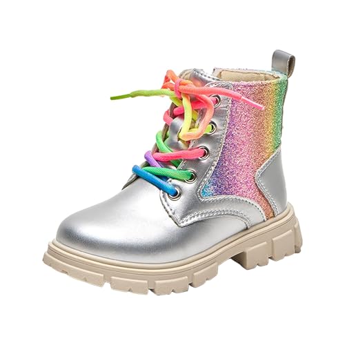 Mädchen Stiefel Klassische Stiefeletten für Kinder HerbstStiefel Fashion Schnürstiefel Winterstiefel mittelere Stiefel Schnürboot mit Seitenreißverschluss wasserdichte Stiefeletten Absatz Schuhe von Glücksvogel