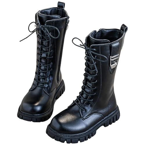 Mädchen Stiefel Mode Reitstiefel Warm Schnürstiefel Silhouette Modische Reitstiefel Langschaft Kniehohe mit Seitlichem Reißverschluss Plateaustiefel Leicht Herbststiefel Stiefel Boots Gummistiefel von Glücksvogel