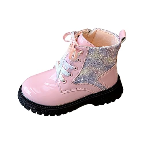 Schnürstiefel Mädchen Mittelere Stiefel Boots Stiefeletten Elegant Stiefel Profilsohle Stiefeletten Jungen Kinder mit Seitlichem Reißverschluss Dicke Sohle Rutschfest Schuhe Wasserdicht Winterstiefel von Glücksvogel