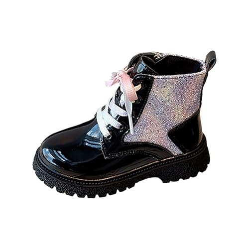 Schnürstiefel Mädchen Mittelere Stiefel Boots Stiefeletten Elegant Stiefel Profilsohle Stiefeletten Jungen Kinder mit Seitlichem Reißverschluss Dicke Sohle Rutschfest Schuhe Wasserdicht Winterstiefel von Glücksvogel