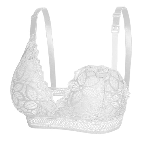 Schwangerschafts Still BH Nahtloser Still BH Große Brüste Ohne Bügel Floral Spitzen Gepolstert Baumwolle Bequem Mutterschaft BHs Leicht Umstands BHs Stillen Schlaf Top Mit Spitze für (White, XL) von Glücksvogel