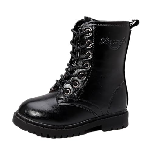 Stiefel Mädchen Boots Jungen Kinder mit Seitlichem Reißverschluss Stiefeletten Elegant Mittelere Stiefel Profilsohle Stiefeletten Dicke Sohle Rutschfest Schuhe Wasserdicht Winterstiefel Schnürstiefel von Glücksvogel