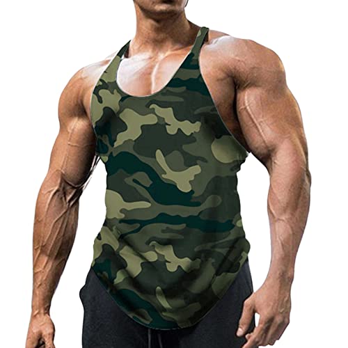 Tank Top Herren Ärmelloses Shirt Sommer Sport Fitness Shirt Herren Funktionsshirt Schnelltrocknendes Atmungsaktiv Gym Muskelshirt Tanktop Unterhemd Achselshirt Männer Weste für (AG, XL) von Glücksvogel