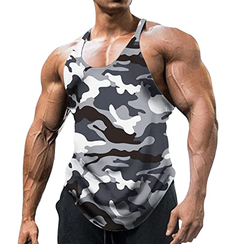 Tank Top Herren Ärmelloses Shirt Sommer Sport Fitness Shirt Herren Funktionsshirt Schnelltrocknendes Atmungsaktiv Gym Muskelshirt Tanktop Unterhemd Achselshirt Männer Weste für (Grey, XXXL) von Glücksvogel