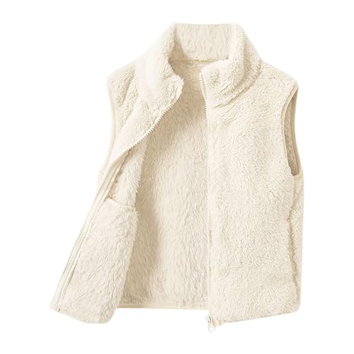 TeddyFleece Weste Kinder Jungen Mädchen Fleecejacke Stehkragen Reißverschluss Teddyfleece Ärmellos Jacke Kurz Winter Warm Teddyweste Outdoor Winterjacke Plüschweste Übergangsjacke Pelzjacke von Glücksvogel