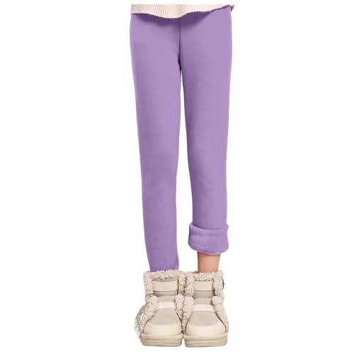 Thermo Leggings Mädchen Gefütterte Winter Leggings Mit Fleece Kind High Waist Thermounterwäsche Dicke Leggings Warm Lange Hose Thermoleggings Verdickte Warme Thermohose Blickdicht (Purple, 6-7 Years) von Glücksvogel