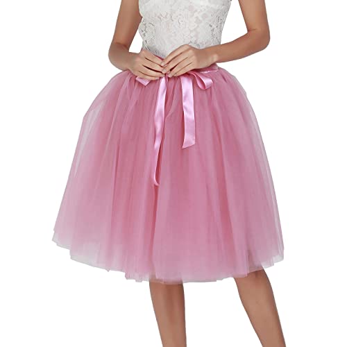 Tüllrock Damen 80er Rock Retro Ballet Tanzrock Kurz Ballett tütü Rockabilly Petticoat Unterrock Tanzkleid Ballkleid Abendkleid Zubehör 50er Rockabilly Jahre Tutu Cosplay Festliche (Bronze, One Size) von Glücksvogel